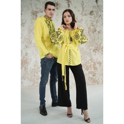 Embroidered Man&Woman Set "Lacy Dreams" yellow